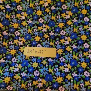 Vintage Tiny Yellow and Blue Floral Fabric 23" by 27"